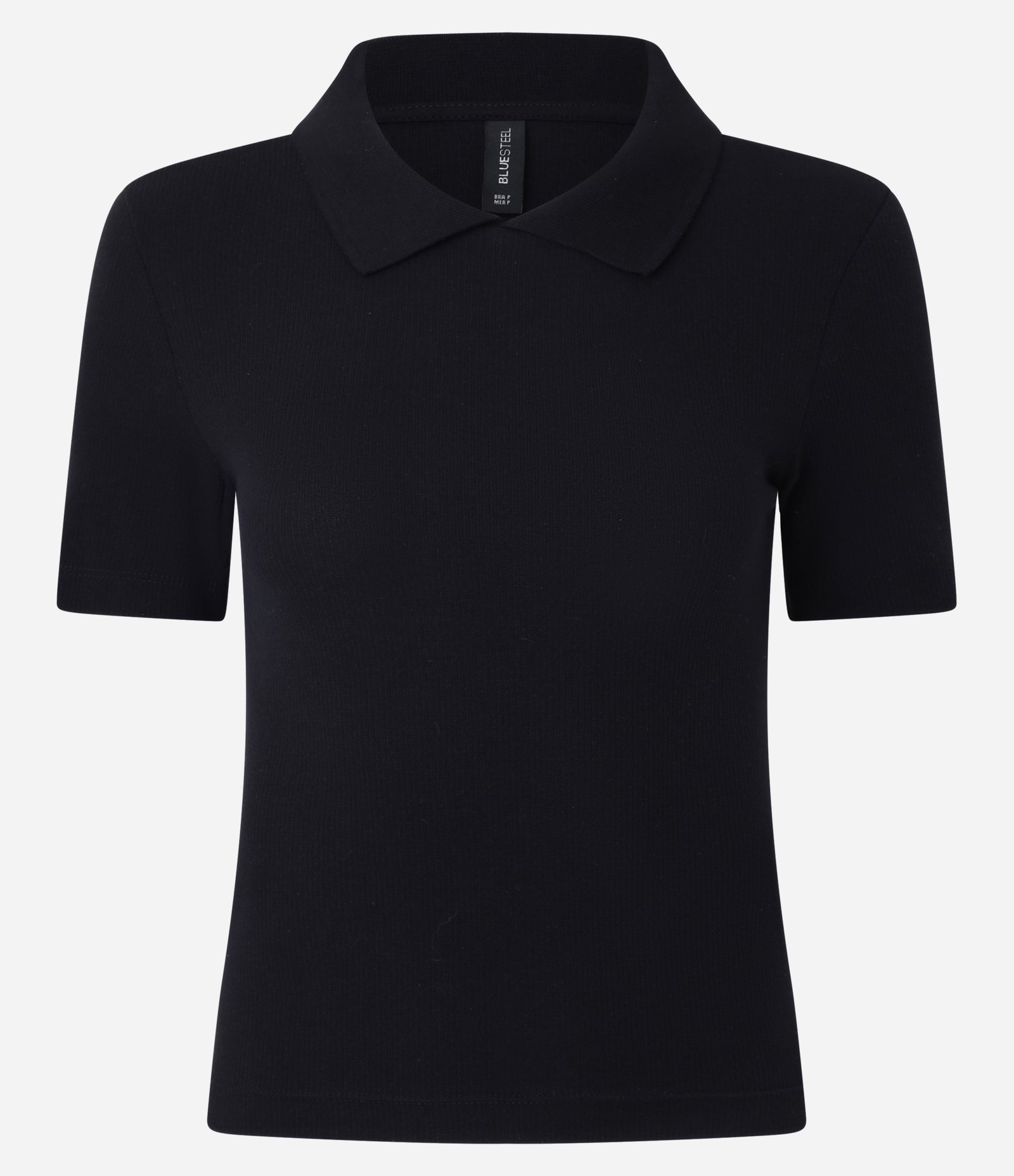 Blusa Polo em Ribana com Manga Curta Preto 4