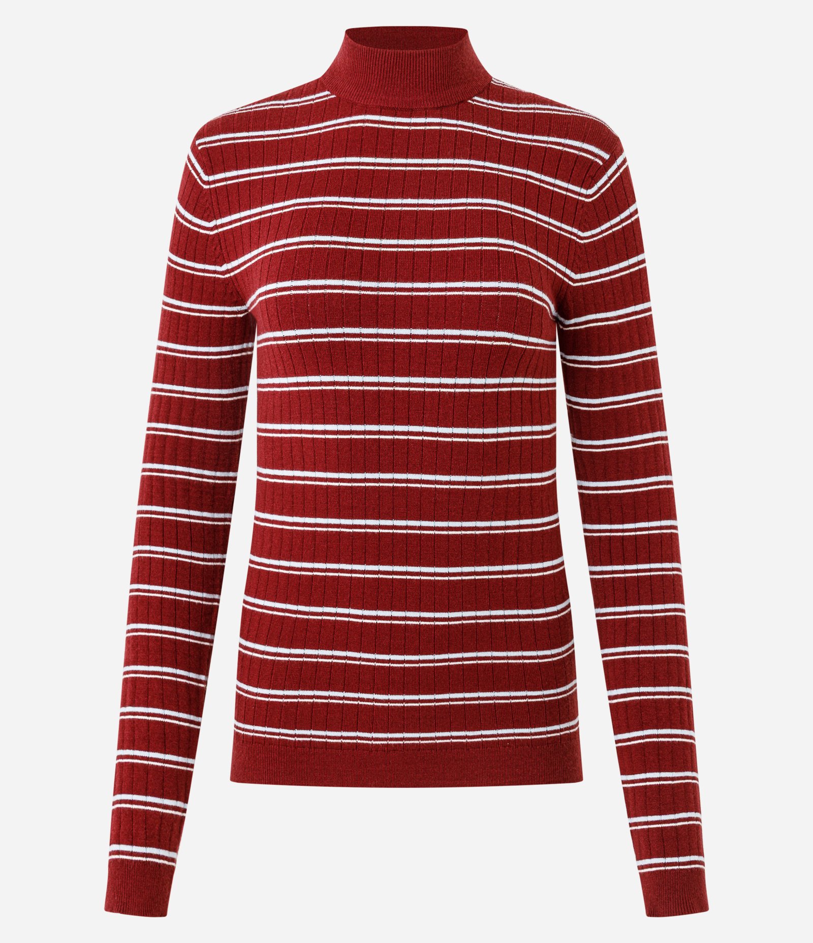 Blusa Regular em Tricô com Estampa Listrada Vermelho 5