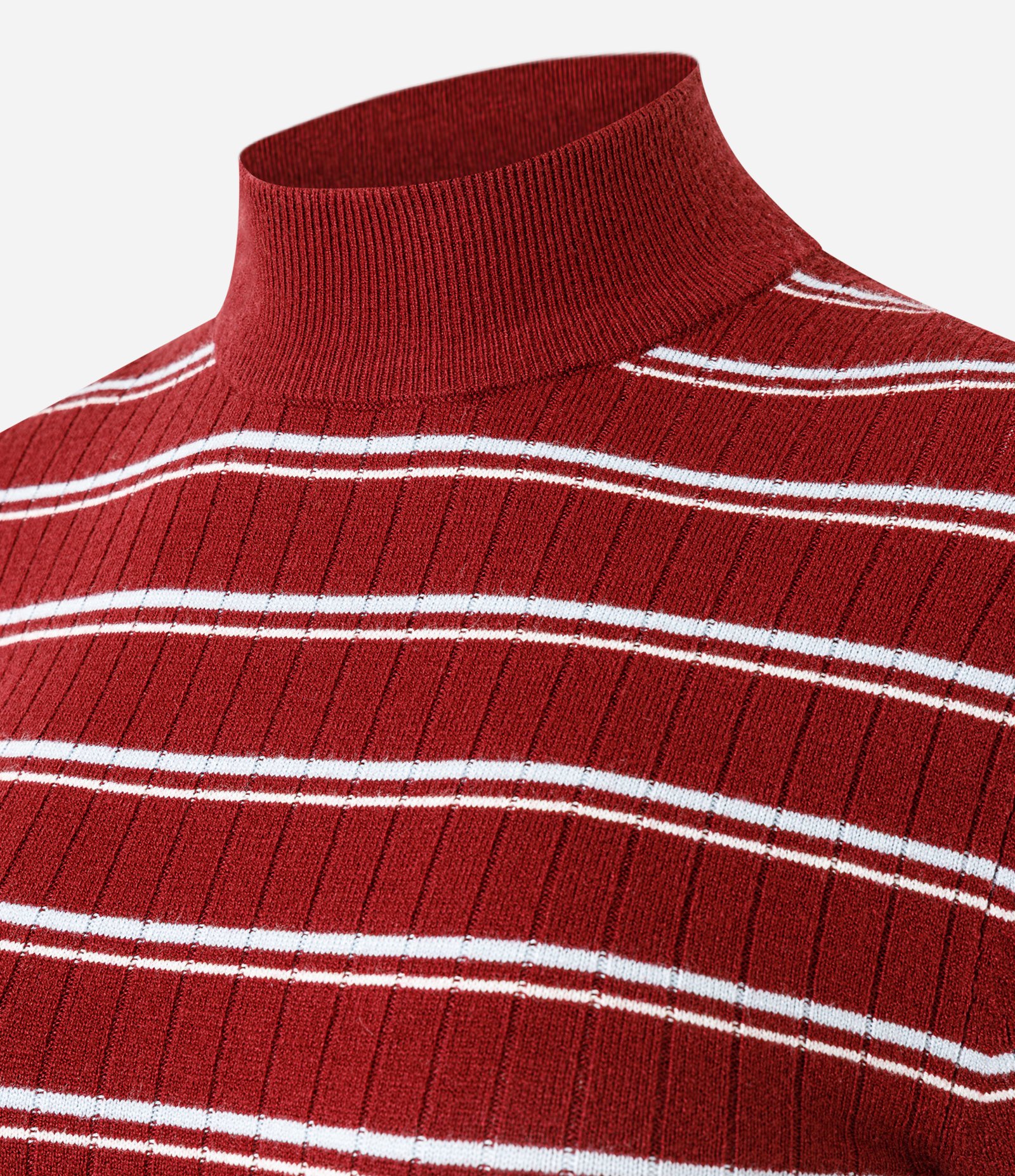 Blusa Regular em Tricô com Estampa Listrada Vermelho 6