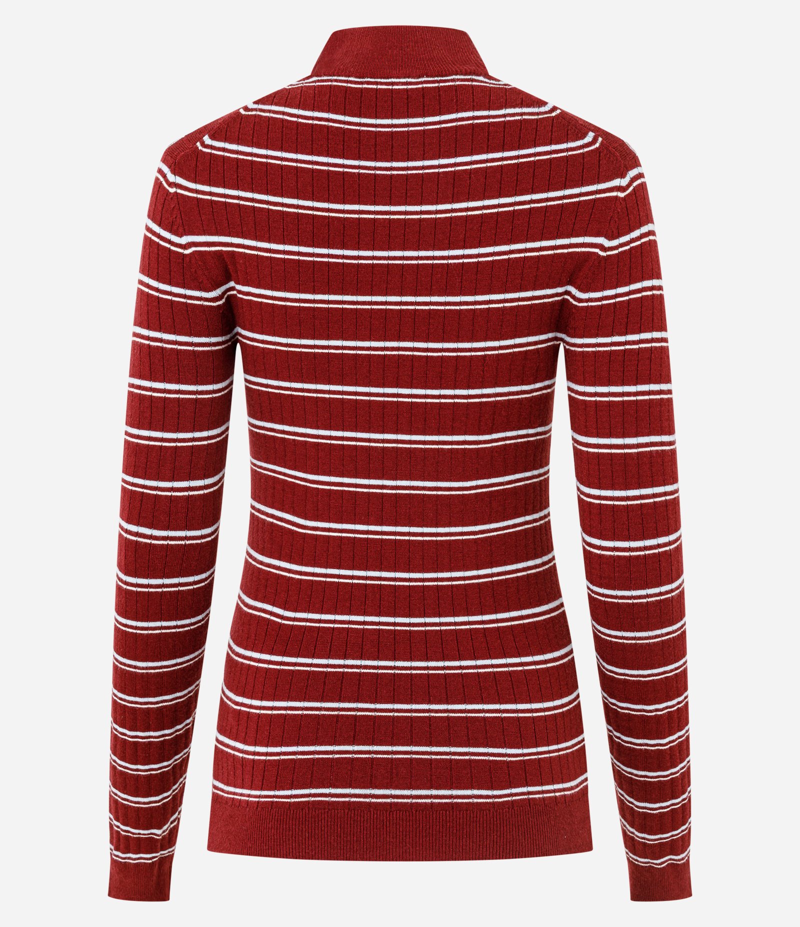 Blusa Regular em Tricô com Estampa Listrada Vermelho 7
