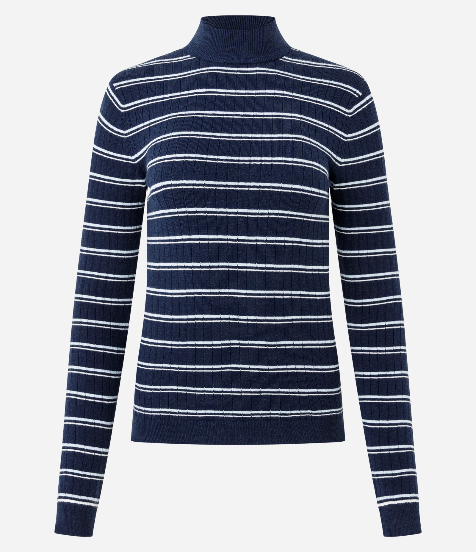 Blusa Regular em Tricô com Estampa Listrada Azul 1