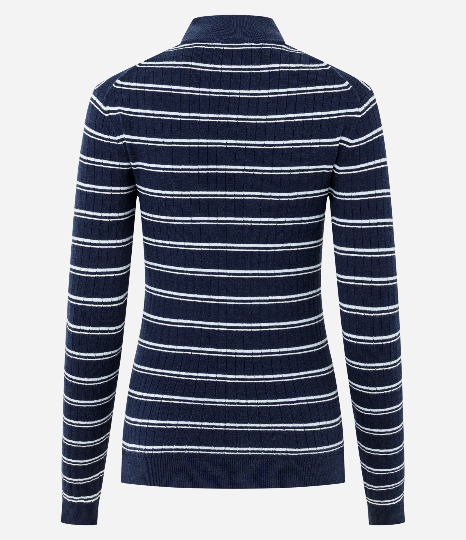 Blusa Regular em Tricô com Estampa Listrada Azul 3