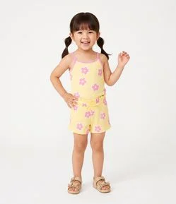 Regata Infantil Canelado com Estampa Floral – Tam 1 a 6 Anos