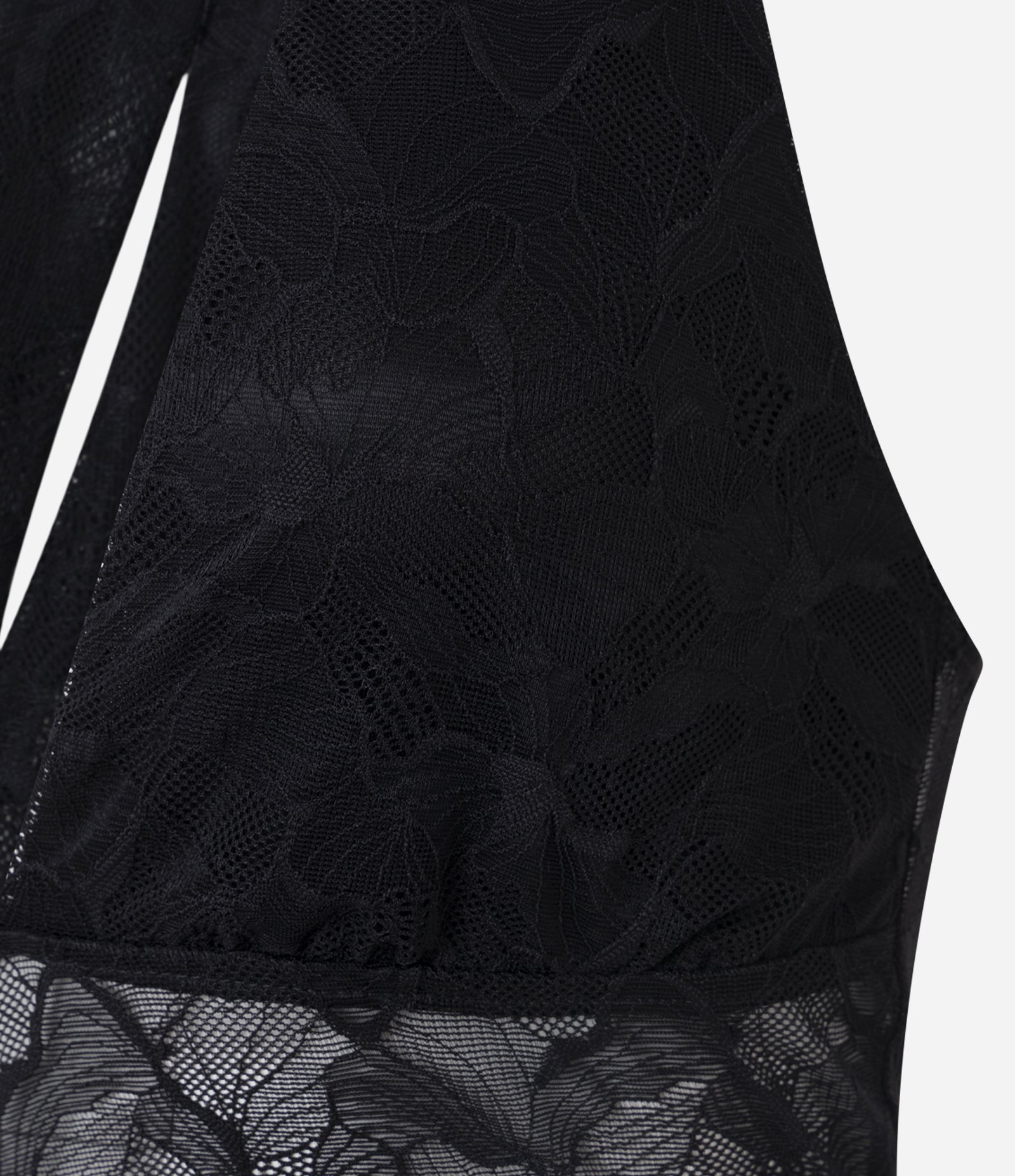 Vestido Evasê Frente Única em Renda com Decote V e Barra Assimétrica Preto 3