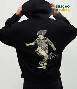 Blusão Masculino Moletom Assinatura Ronaldinho com Capuz