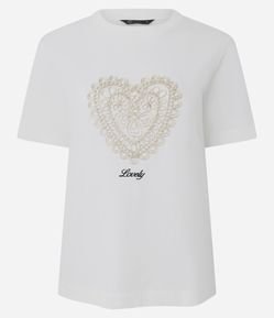 Camiseta em Algodão com Coração Bordado