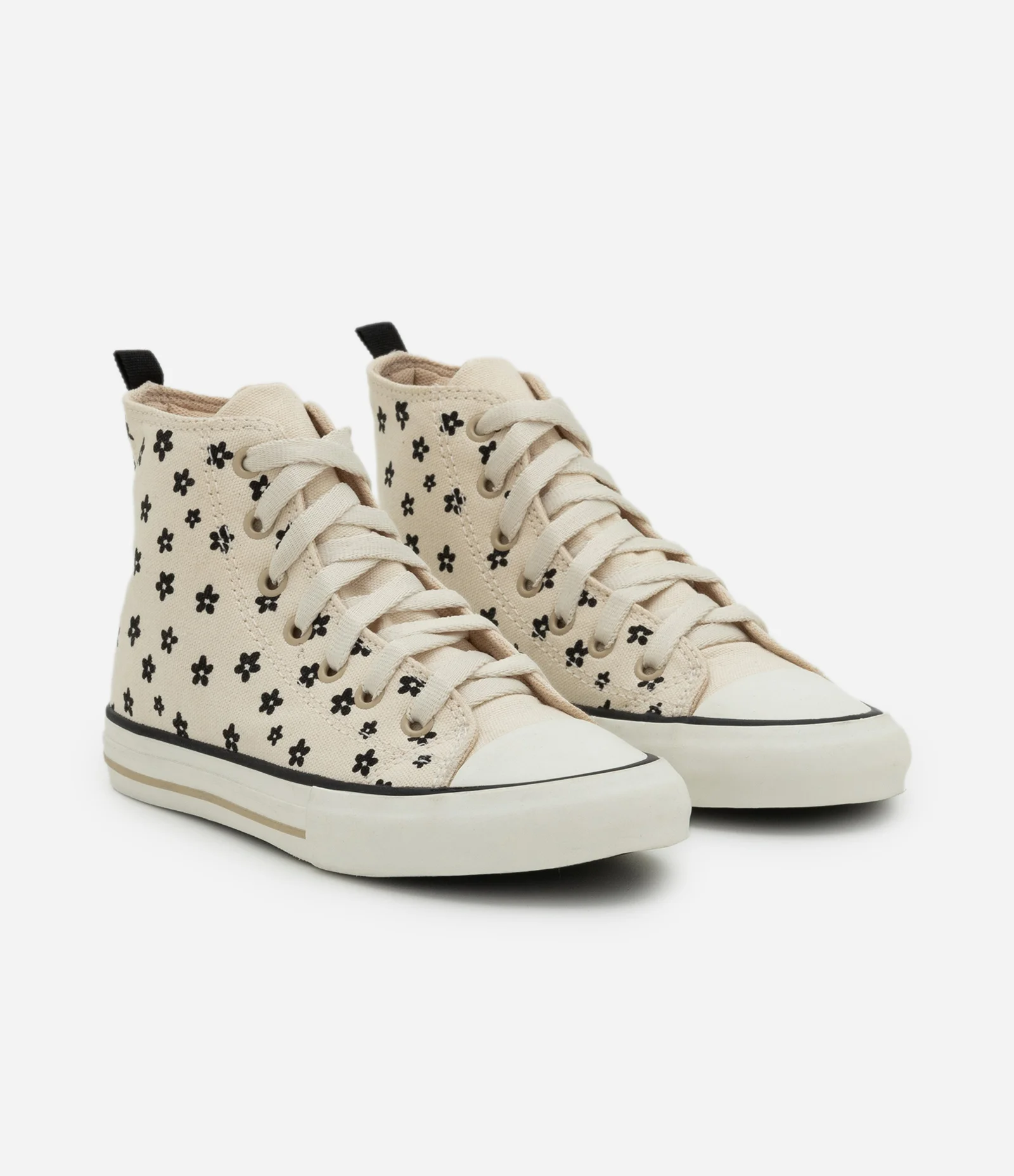 Tênis Infantil em Lona Cano Alto com Estampa Floral – Tam 28 a 35 Bege 1