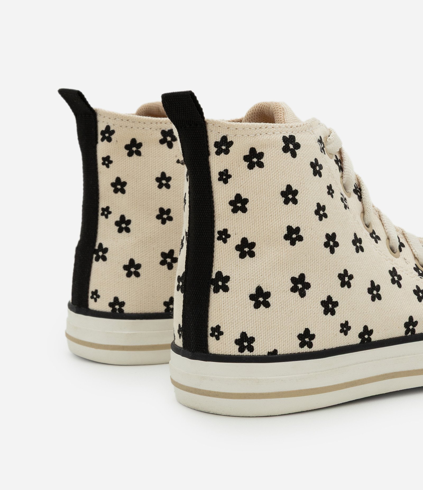 Tênis Infantil em Lona Cano Alto com Estampa Floral – Tam 28 a 35 Bege 2