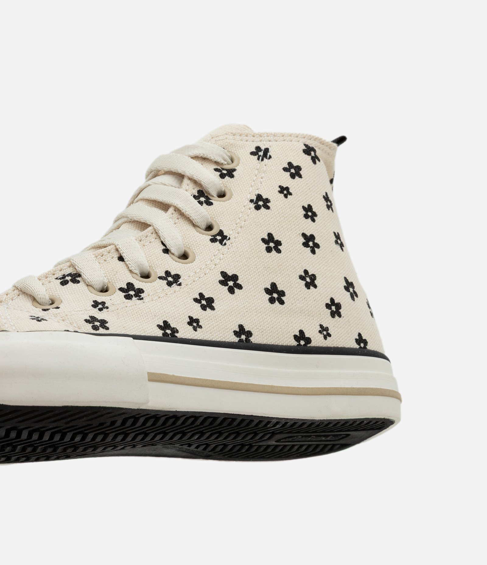Tênis Infantil em Lona Cano Alto com Estampa Floral – Tam 28 a 35 Bege 3
