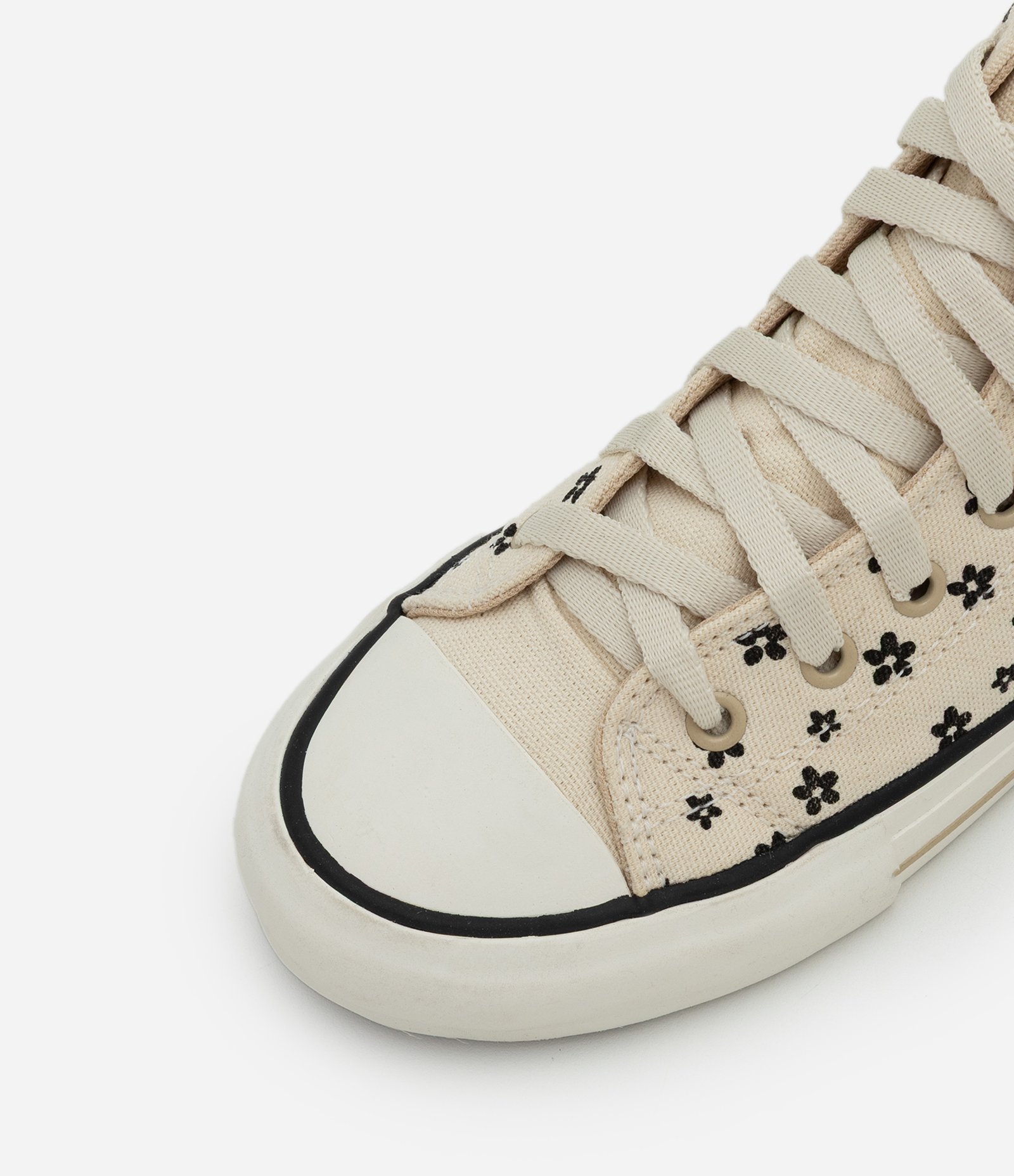 Tênis Infantil em Lona Cano Alto com Estampa Floral – Tam 28 a 35 Bege 4