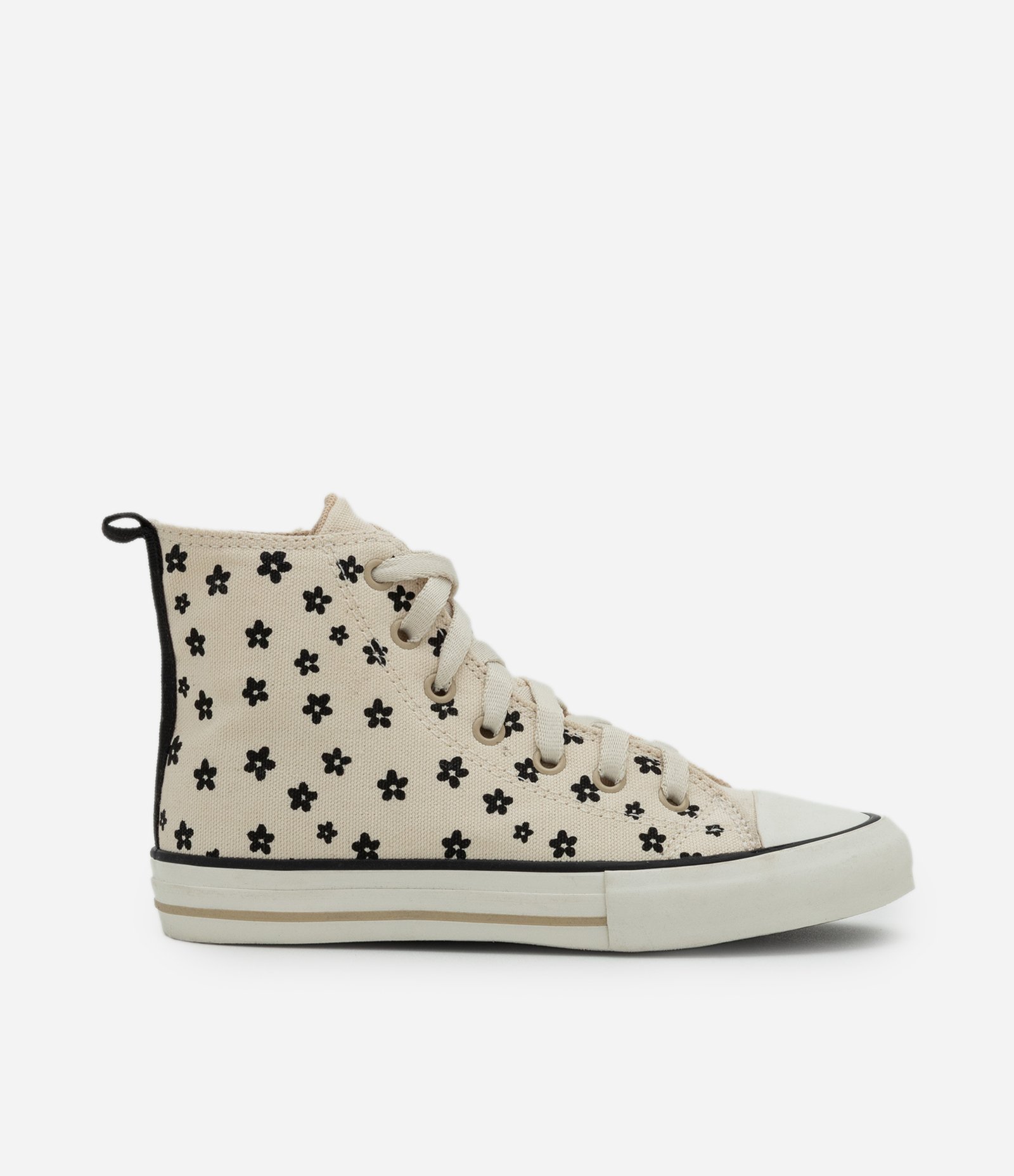 Tênis Infantil em Lona Cano Alto com Estampa Floral – Tam 28 a 35 Bege 5