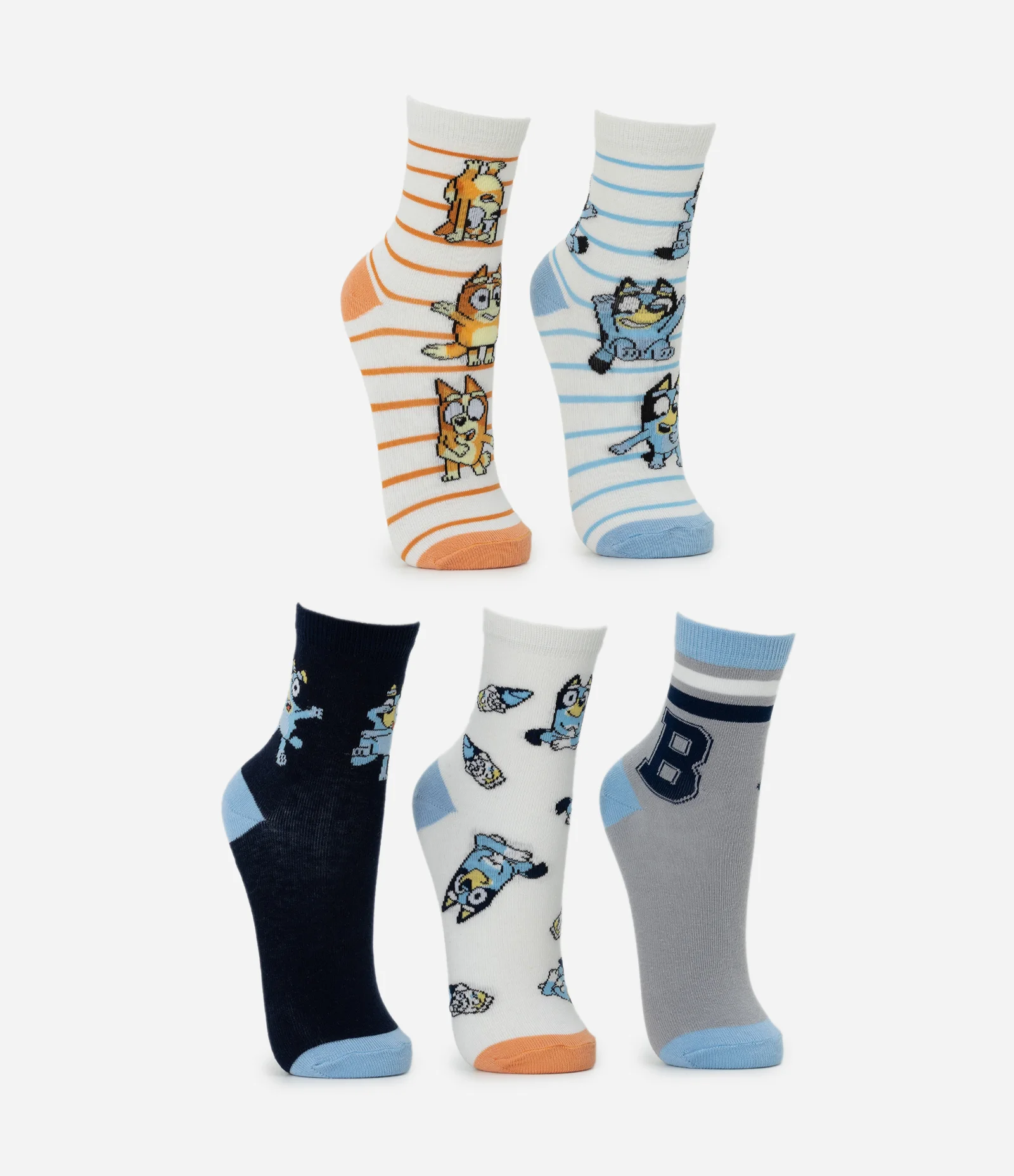 Kit 05 Meias Infantis Cano Médio com Estampa Bluey – Tam 19 a 34 Sortido 2