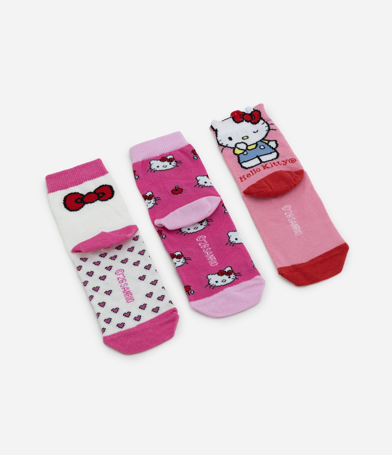 Kit 03 Meias Infantis com Hello Kitty – Tam 19 a 34 Rosa 2
