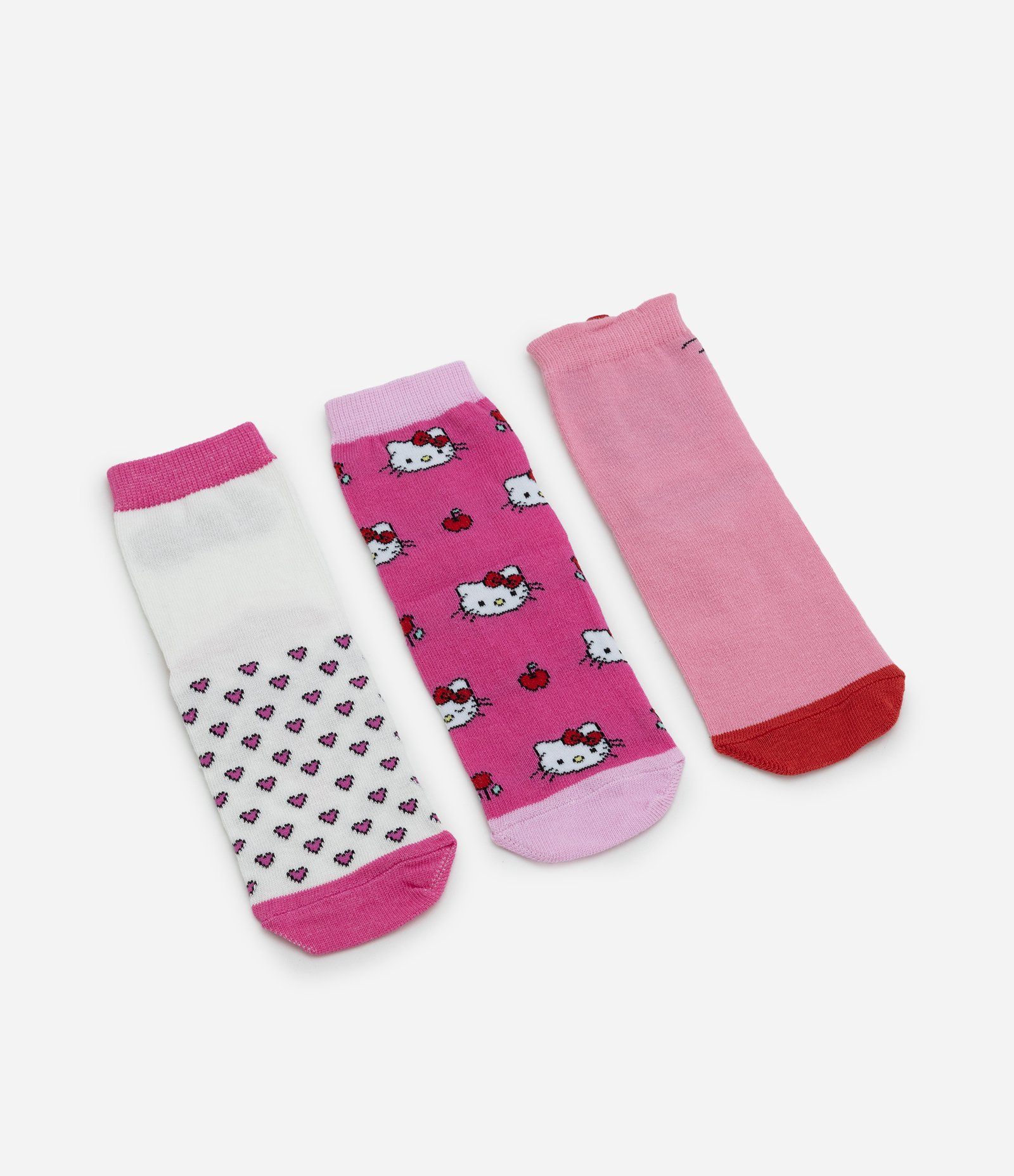 Kit 03 Meias Infantis com Hello Kitty – Tam 19 a 34 Rosa 1