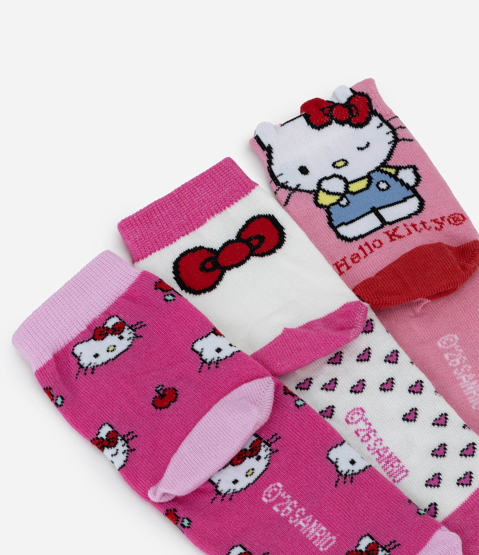 Kit 03 Meias Infantis com Hello Kitty – Tam 19 a 34 Rosa 3