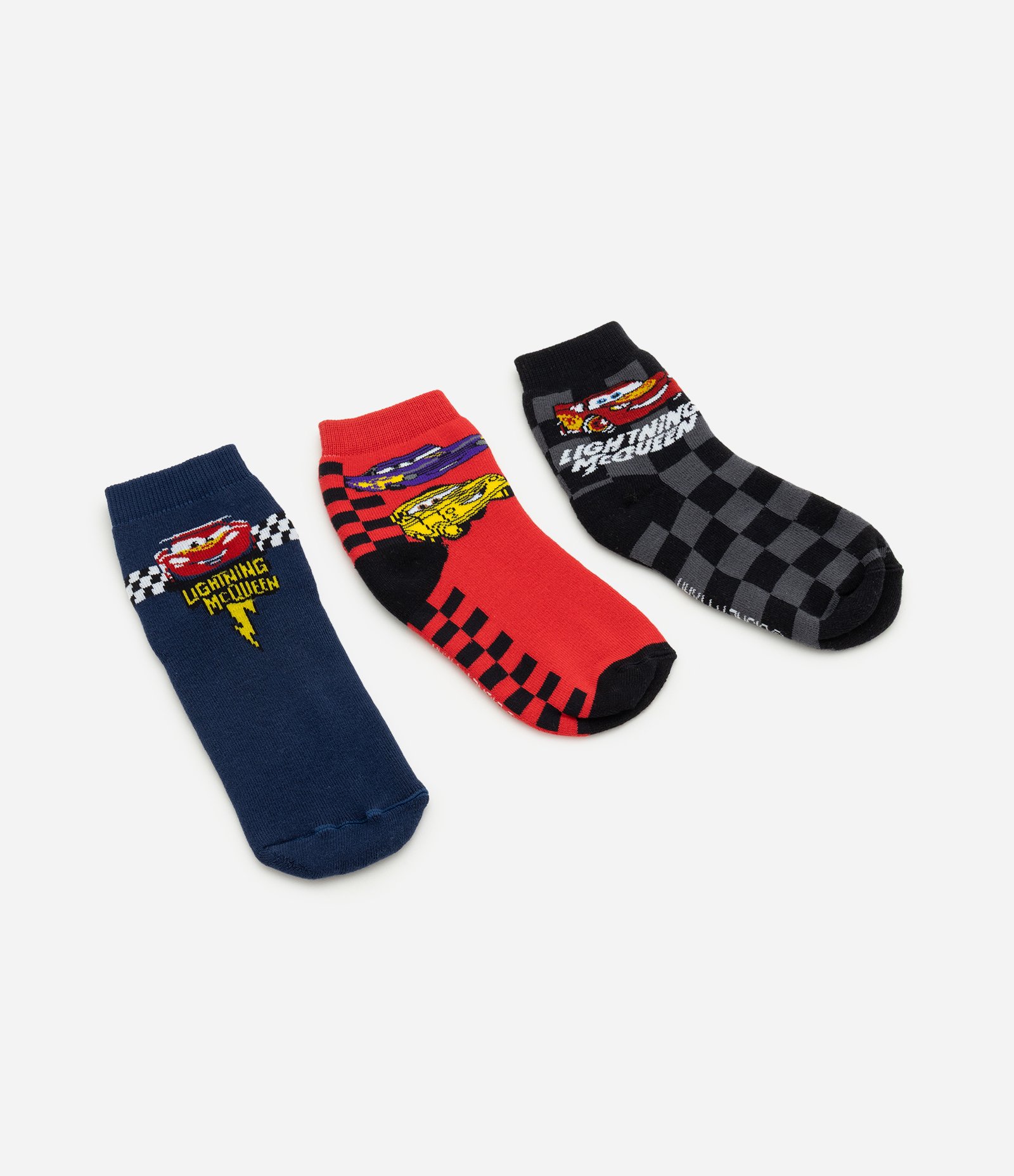 Kit 03 Pares de Meias Infantil Relâmpago McQueen – Tam 19/22 a 31/34 Preto/Vermelho 2