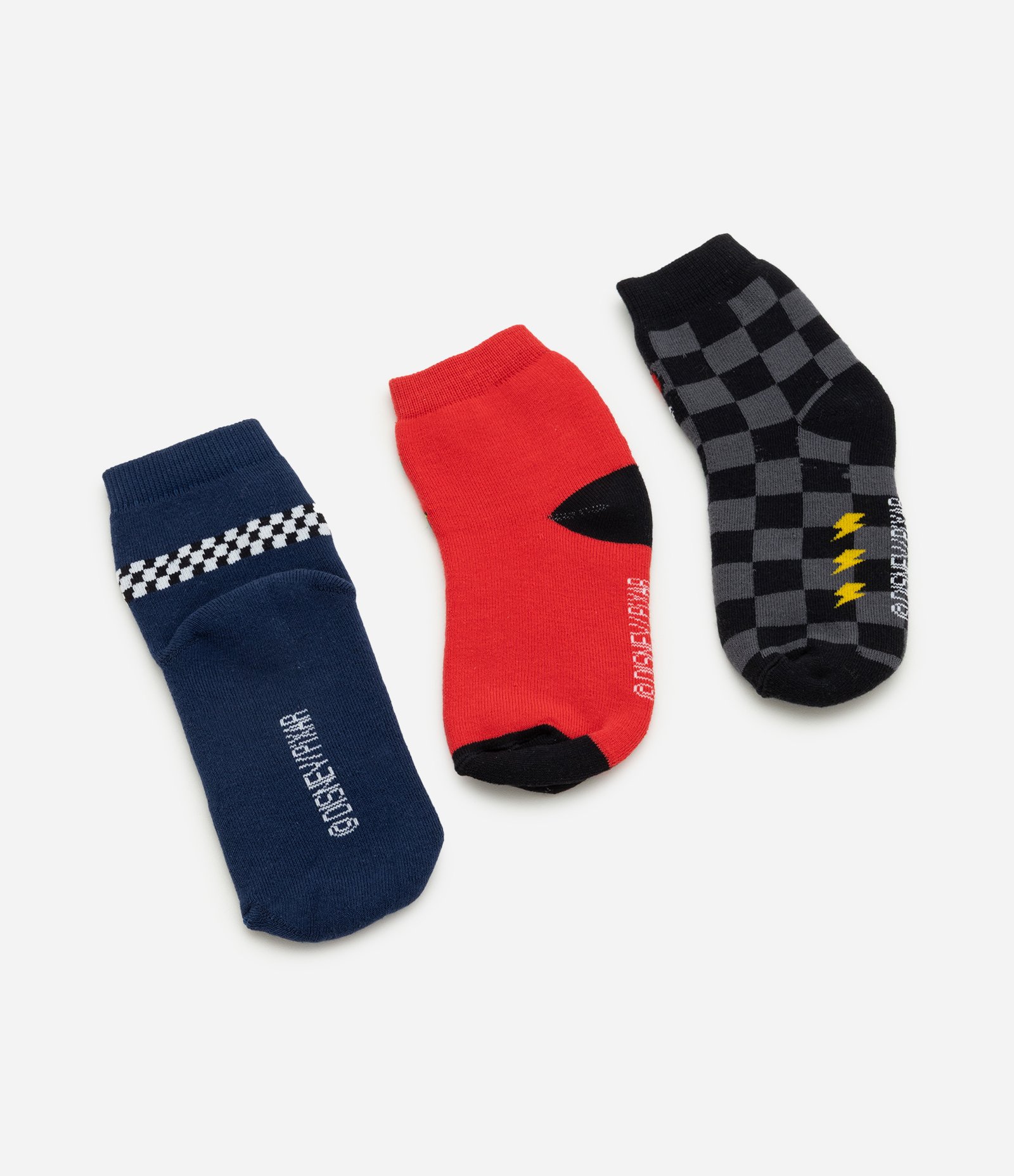 Kit 03 Pares de Meias Infantil Relâmpago McQueen – Tam 19/22 a 31/34 Preto/Vermelho 3