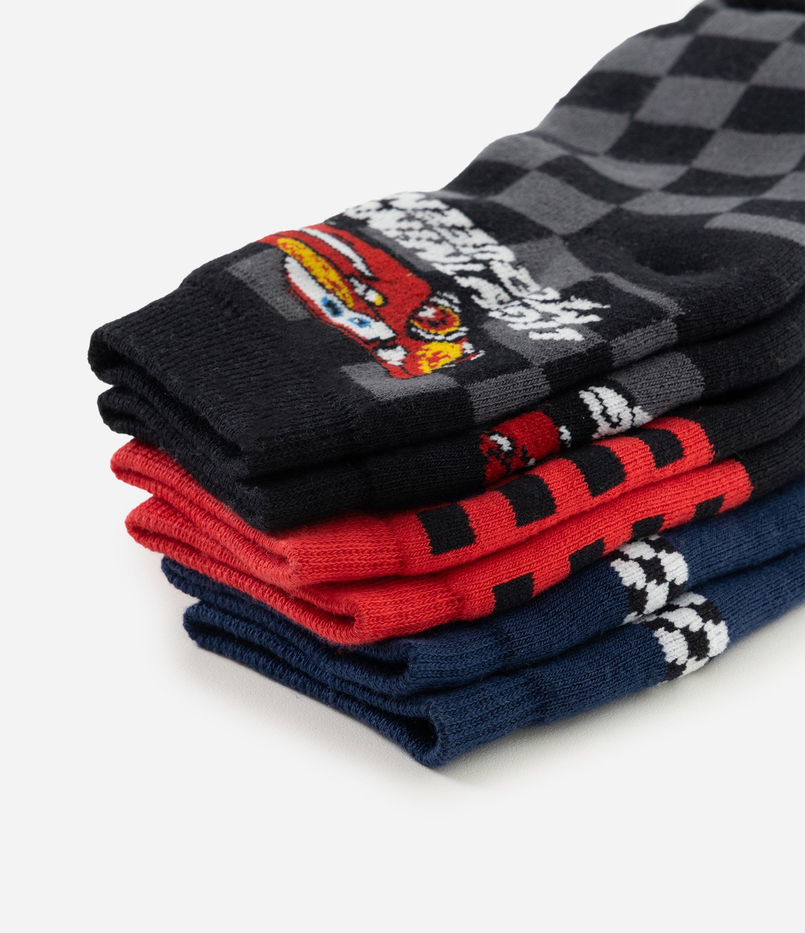 Kit 03 Pares de Meias Infantil Relâmpago McQueen – Tam 19/22 a 31/34 Preto/Vermelho 4