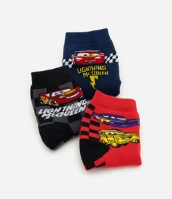 Kit 03 Pares de Meias Infantil Relâmpago McQueen – Tam 19/22 a 31/34