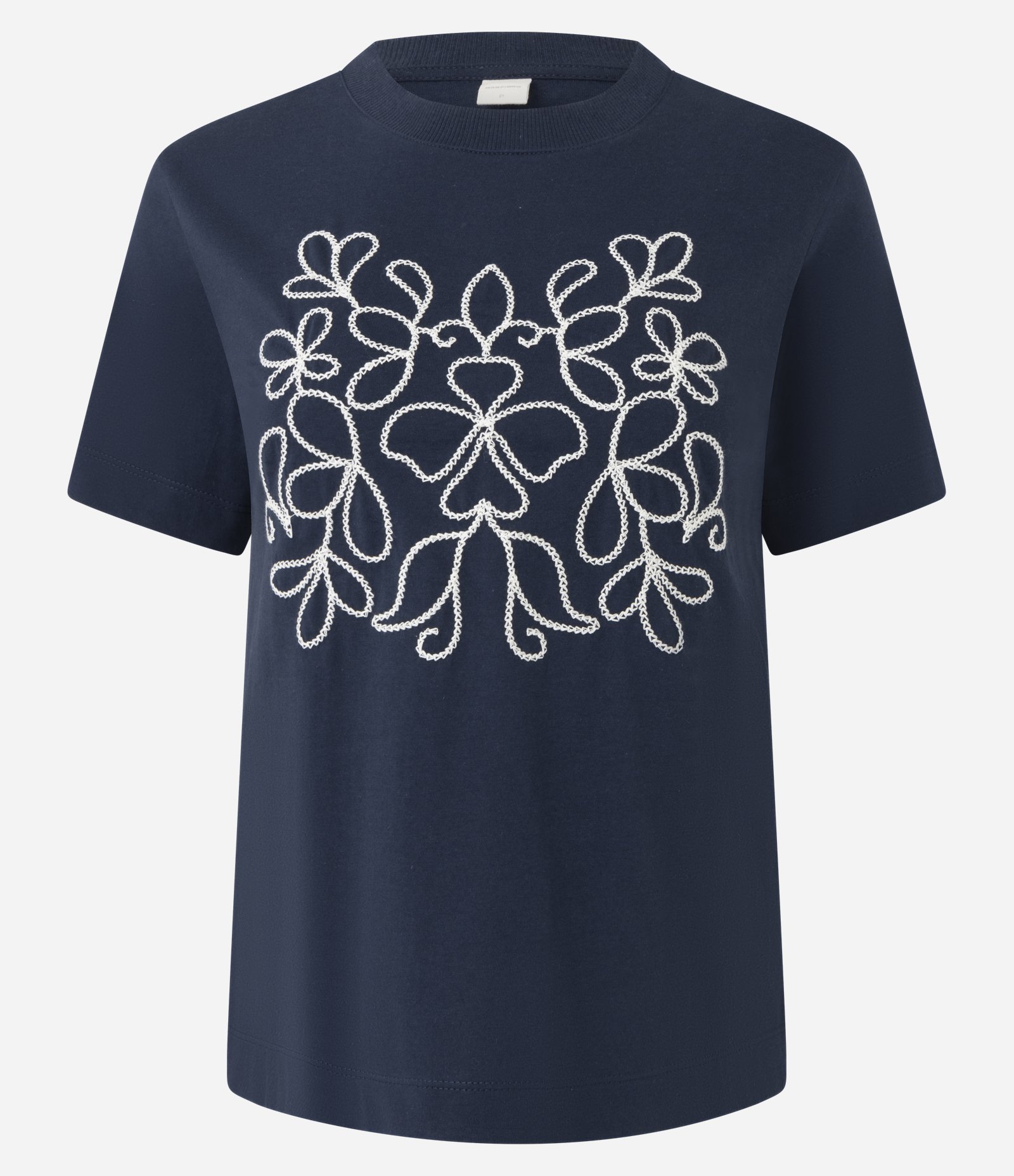 Camiseta em Algodão com Bordado Frontal Azul 5