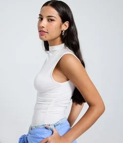 Blusa sem Manga em Jersey com Drapeados Laterais