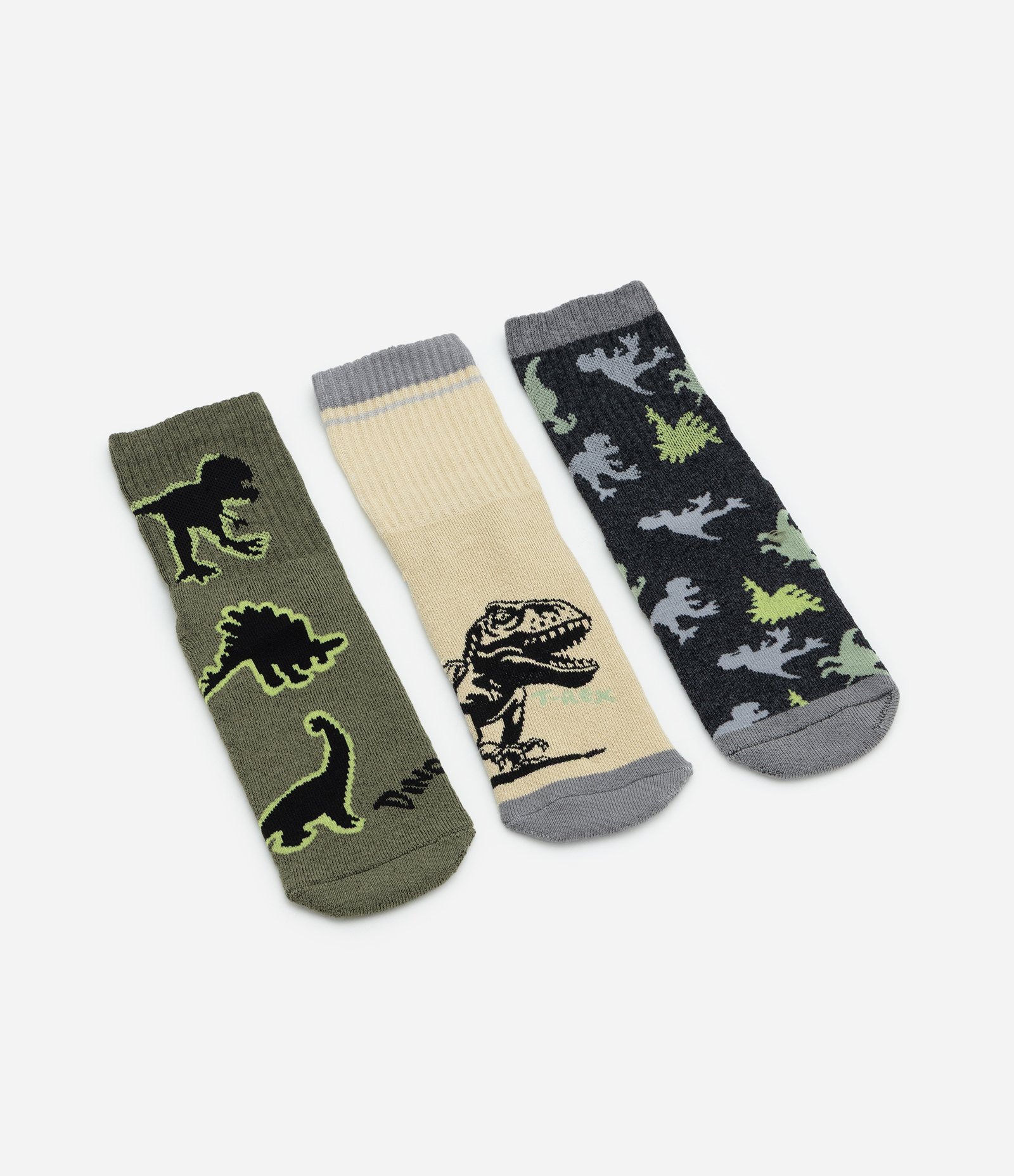 Kit 03 Meias Infantis com Estampa de Dinossauros – Tam 19 a 34 Sortido 3