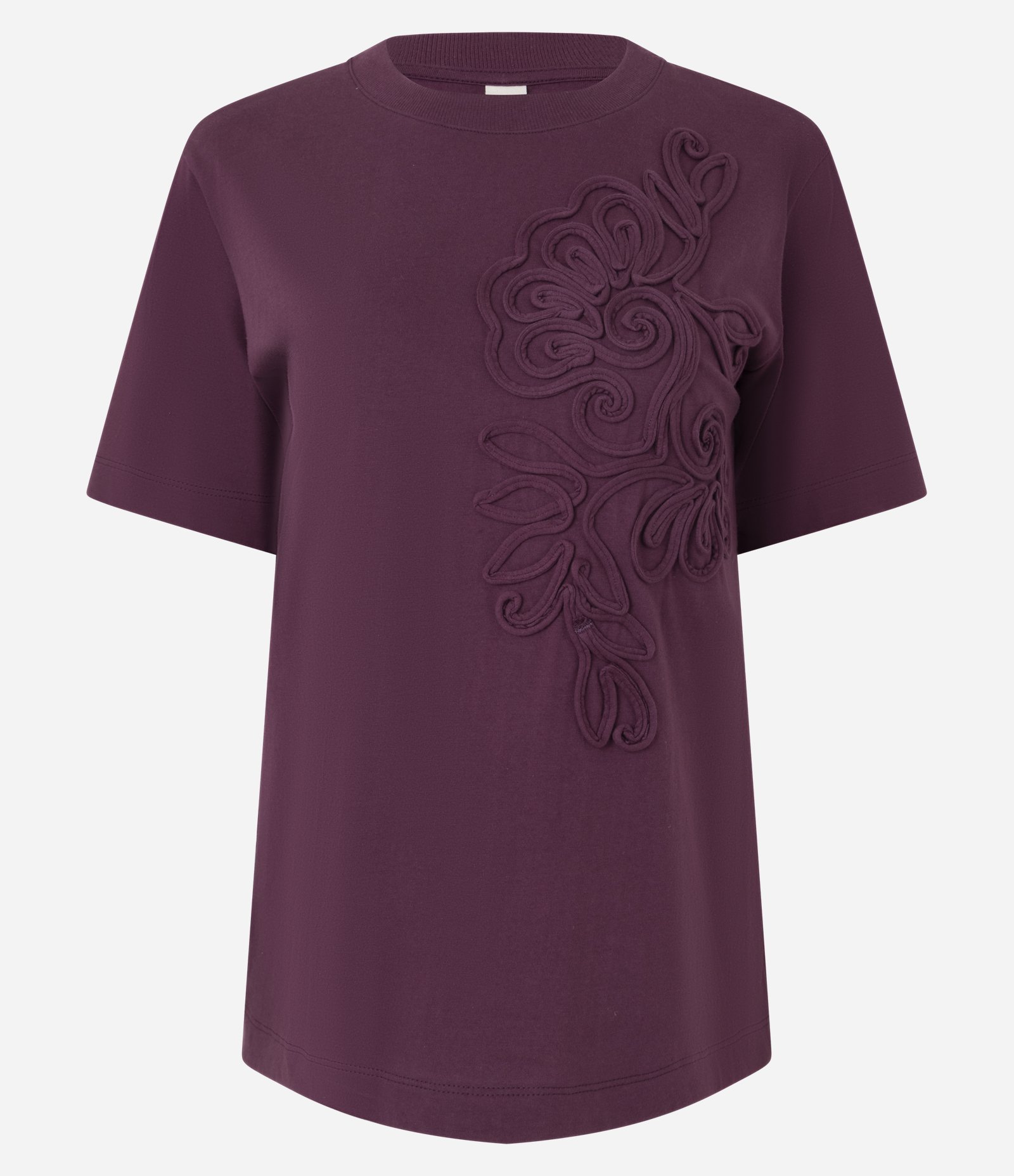 Camiseta em Algodão com Bordado Floral Roxo 4