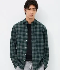 Camisa Manga Longa em Tricoline Xadrez