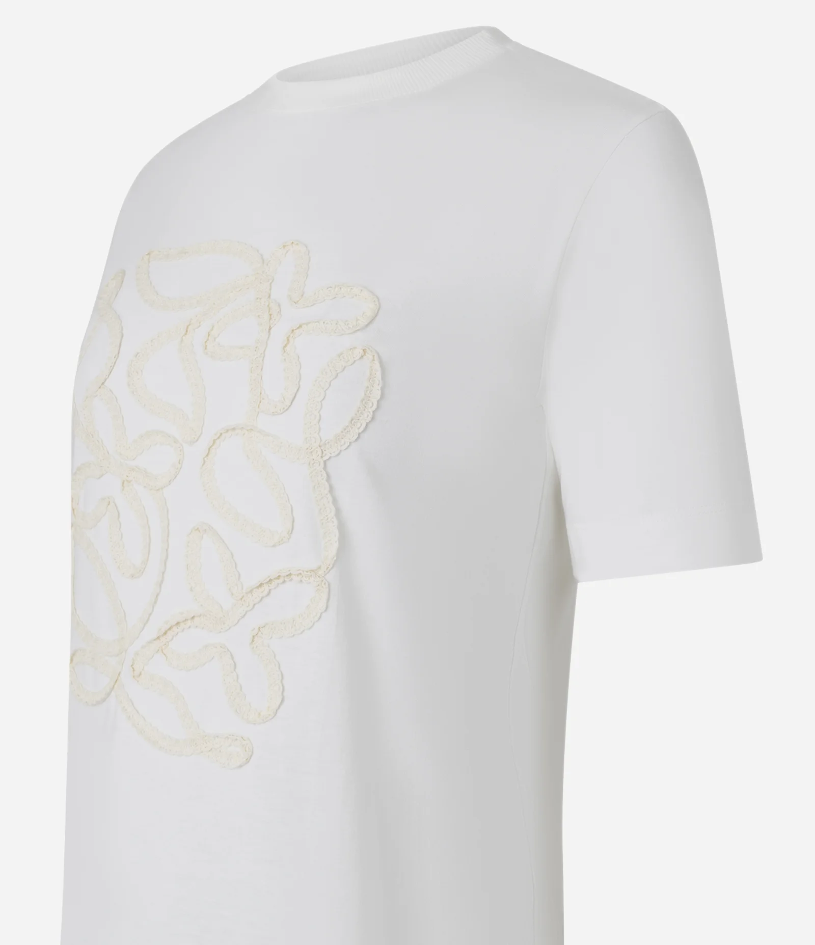 Camiseta em Algodão com Bordado Abstrato Branco 2