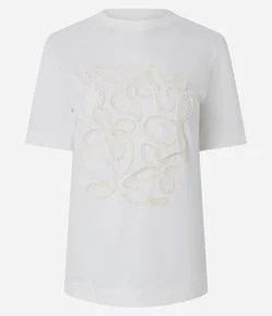 Camiseta em Algodão com Bordado Abstrato