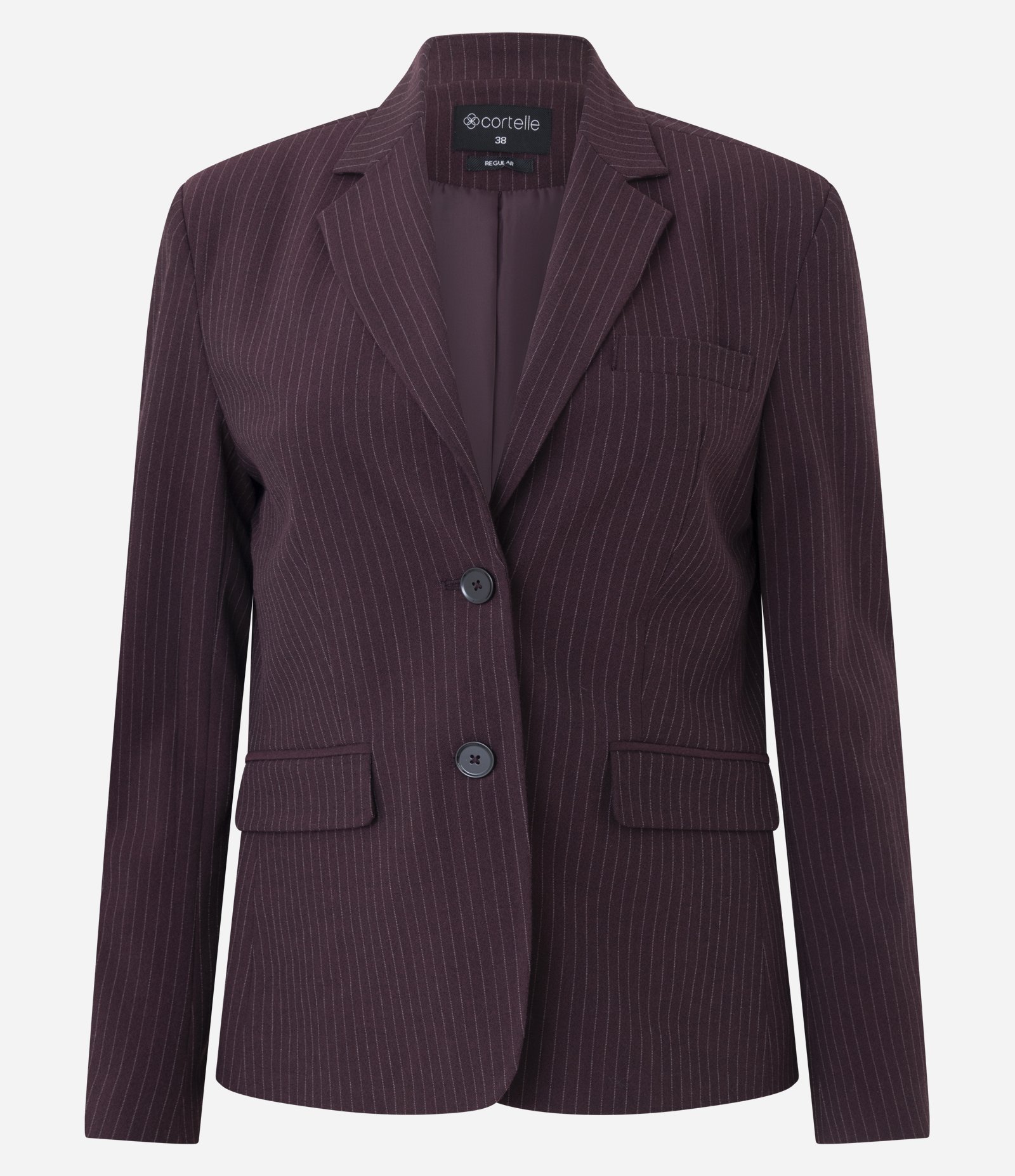 Blazer Alfaiatado com Estampa Risca de Giz e Lapelas Frontais Vinho 1