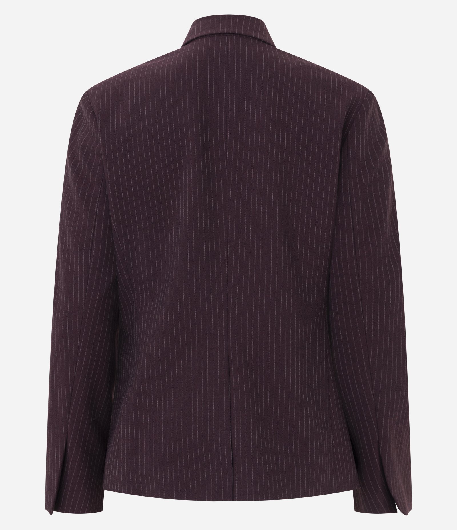 Blazer Alfaiatado com Estampa Risca de Giz e Lapelas Frontais Vinho 2