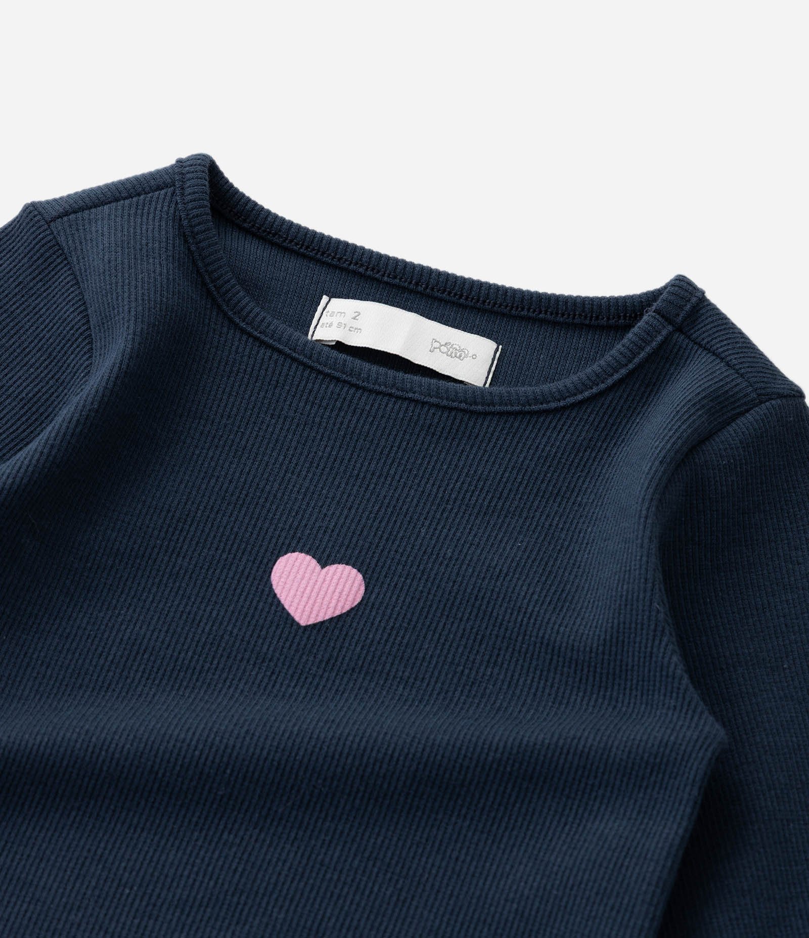 Blusa Infantil Slim com Estampa de Coração – Tam 1 a 6 Anos Azul Marinho 4