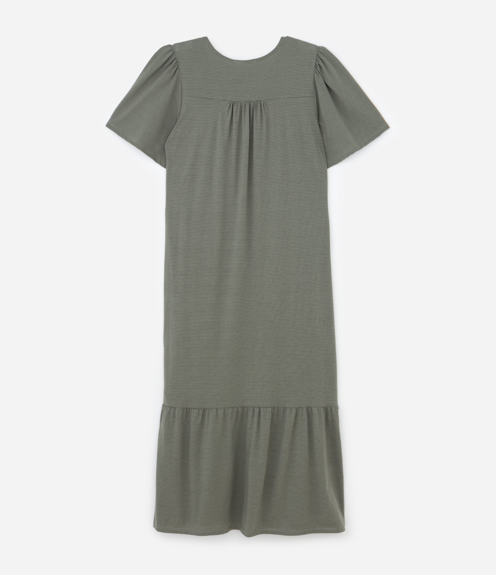 Vestido Midi Algodão com Recorte Franzido Curve & Plus Size Verde 2