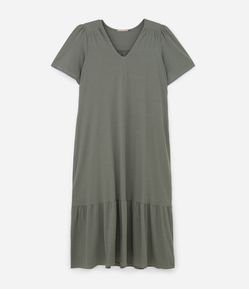 Vestido Midi Algodão com Recorte Franzido Curve & Plus Size