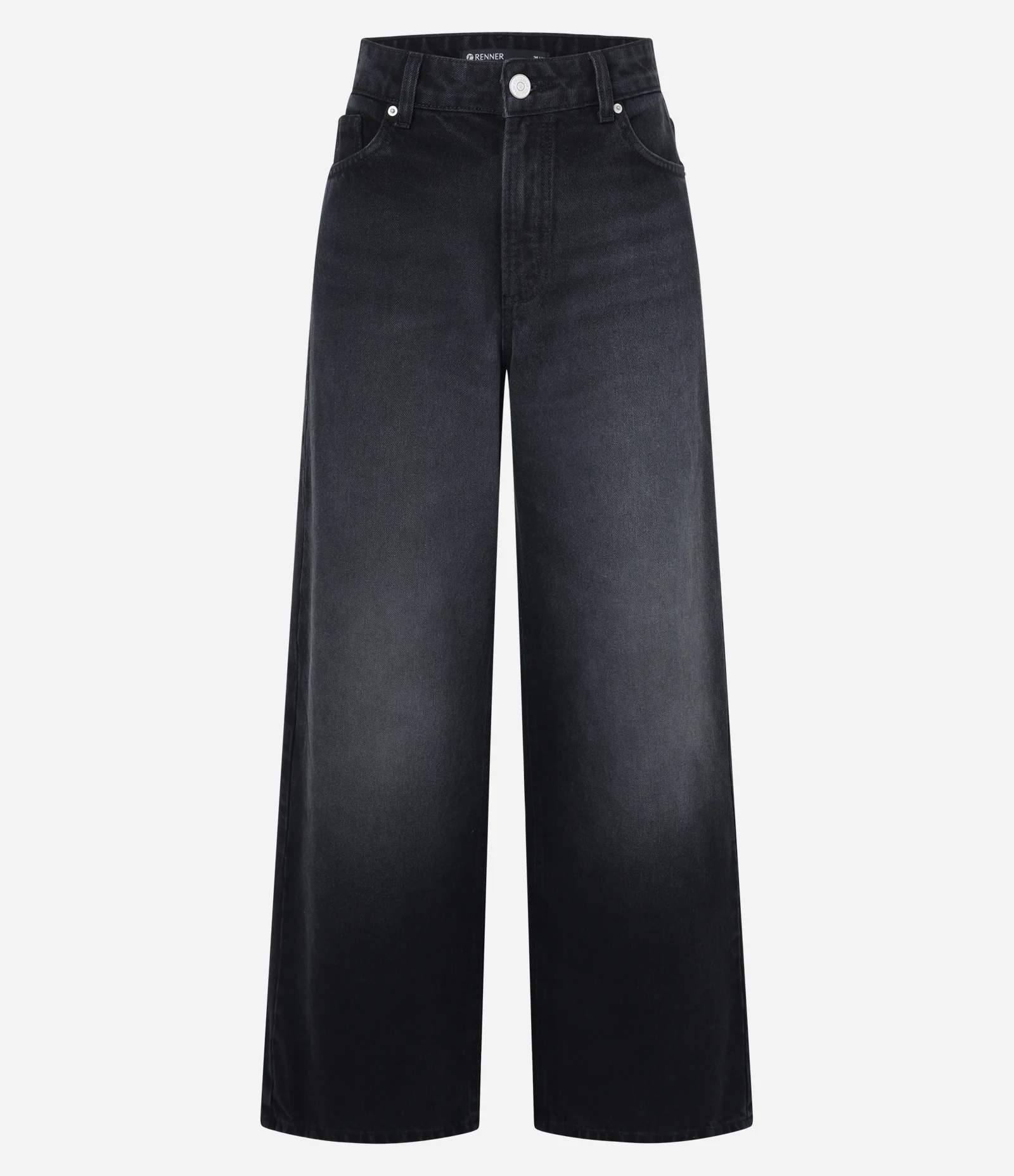 Calça Wide Leg em Jeans com Cintura Baixa Preto 1