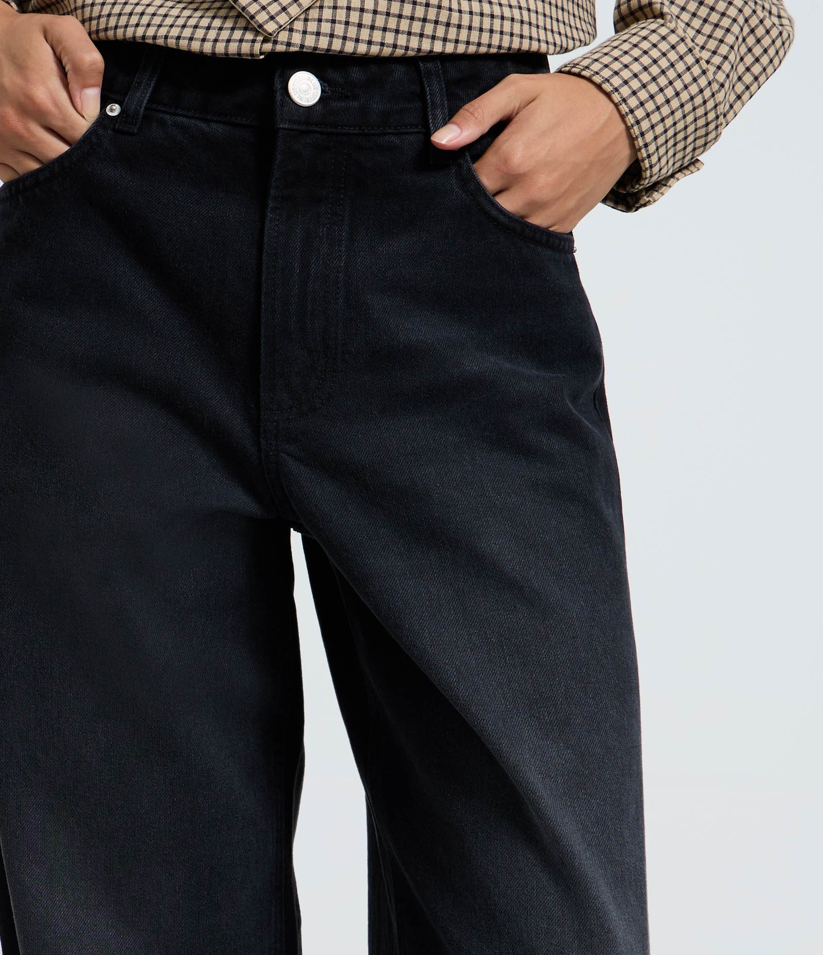 Calça Wide Leg em Jeans com Cintura Baixa Preto 4