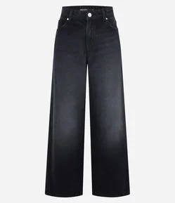 Calça Wide Leg em Jeans com Cintura Baixa