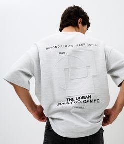 Camiseta  MC Relaxed Mescla com Lettering Embossed
