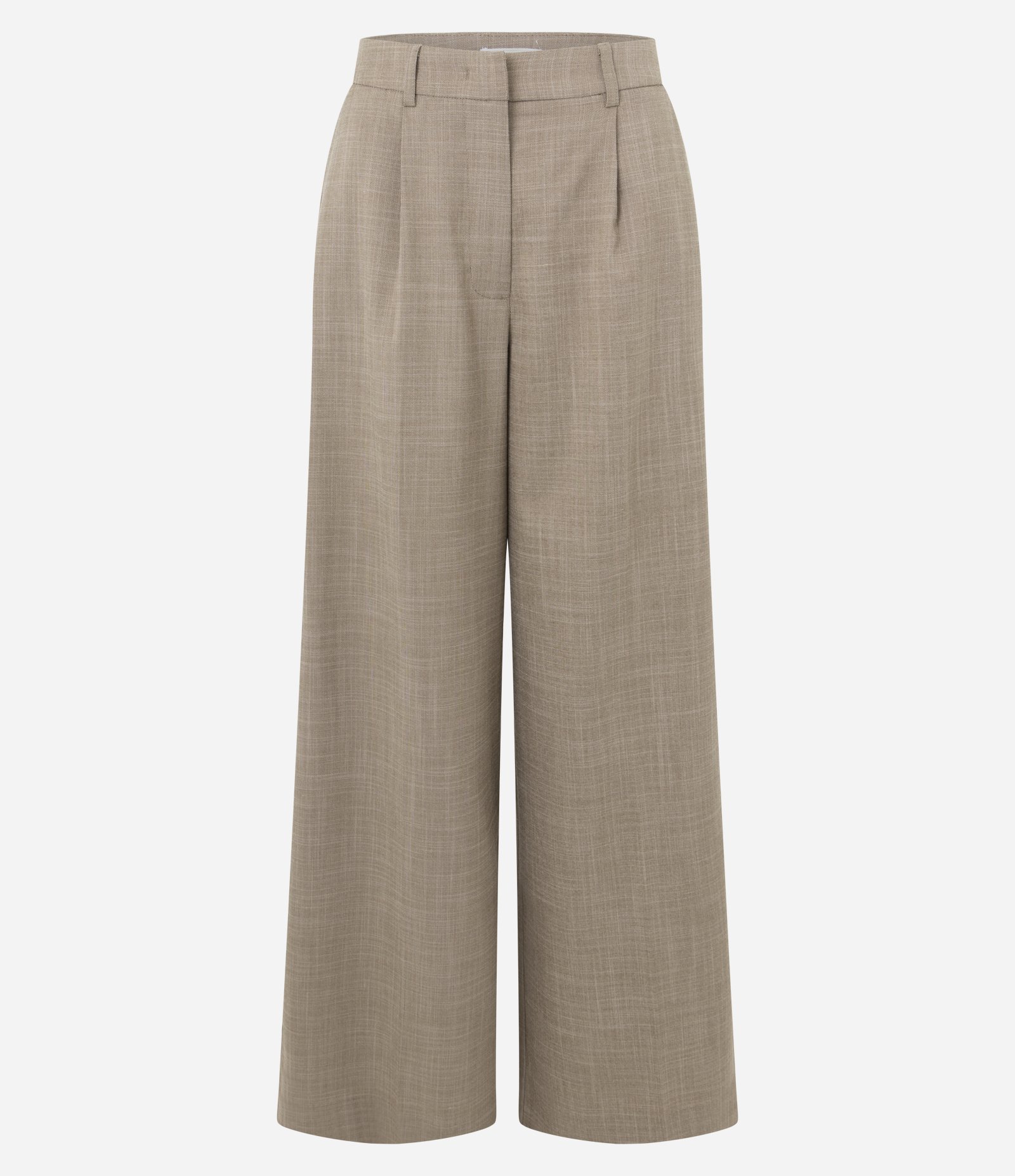 Calça Wide Leg Alfaiatada com Pregas Frontais Bege 5