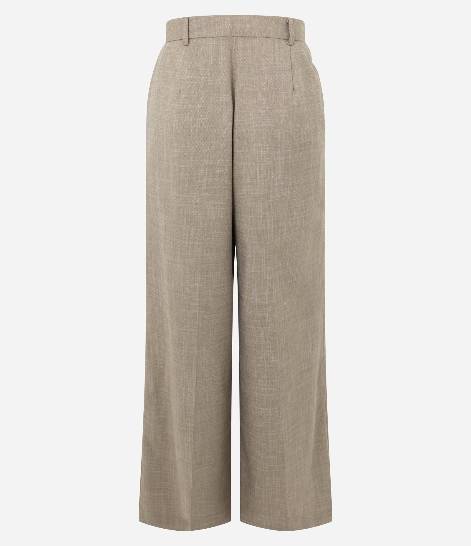 Calça Wide Leg Alfaiatada com Pregas Frontais Bege 6