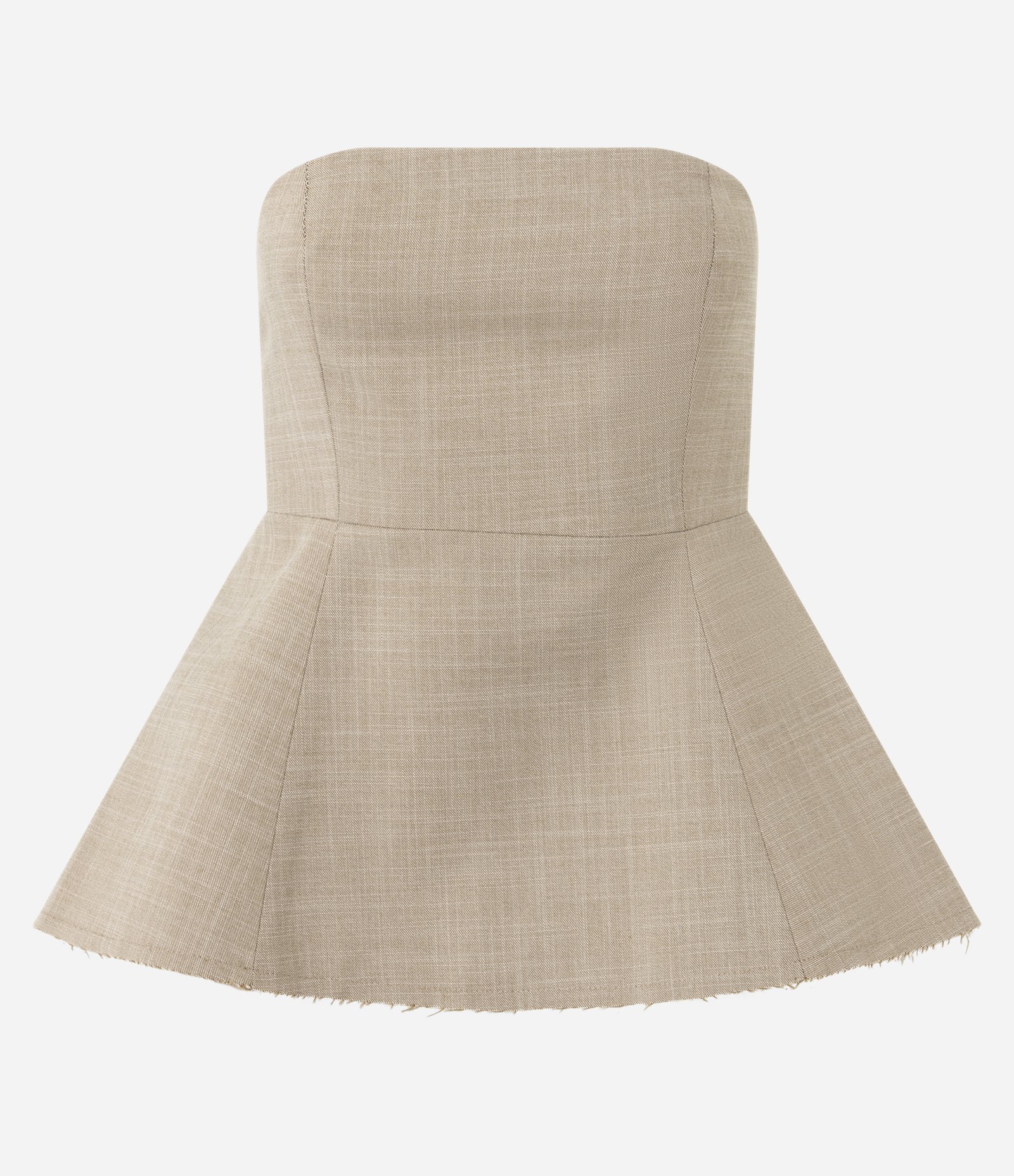Blusa Tomara que Caia Alfaiatada com Barra Evasê Bege 5