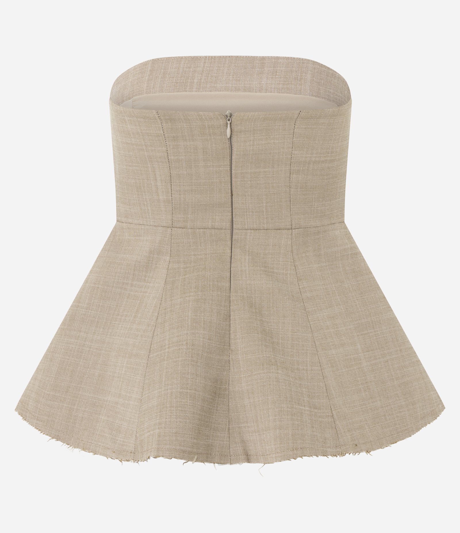 Blusa Tomara que Caia Alfaiatada com Barra Evasê Bege 6
