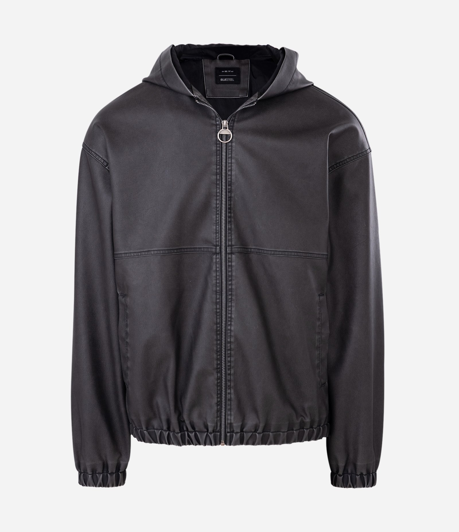 Jaqueta Pesada em PU Lisa com Detalhe nas Costas Cinza 1