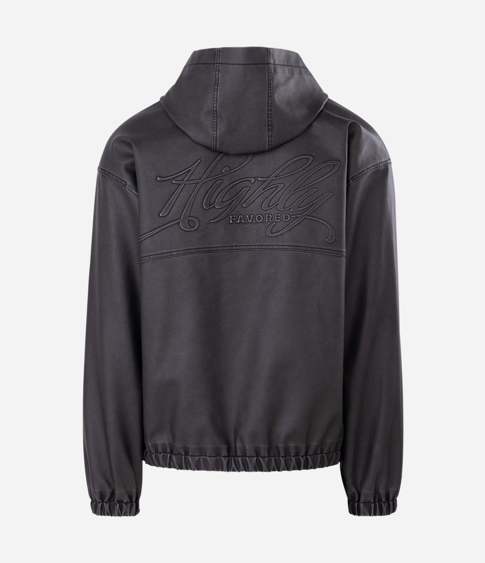 Jaqueta Pesada em PU Lisa com Detalhe nas Costas Cinza 2