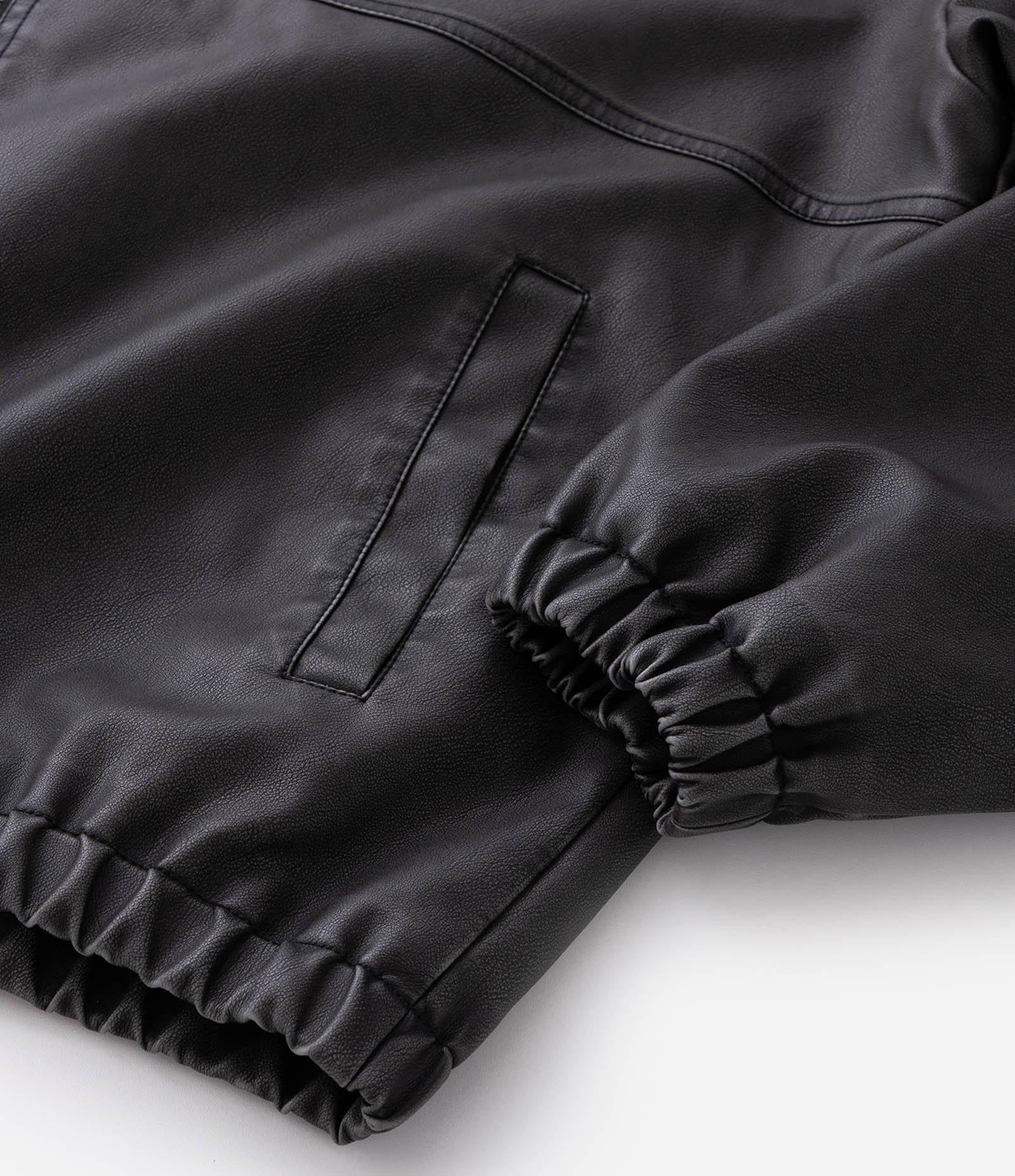 Jaqueta Pesada em PU Lisa com Detalhe nas Costas Cinza 5