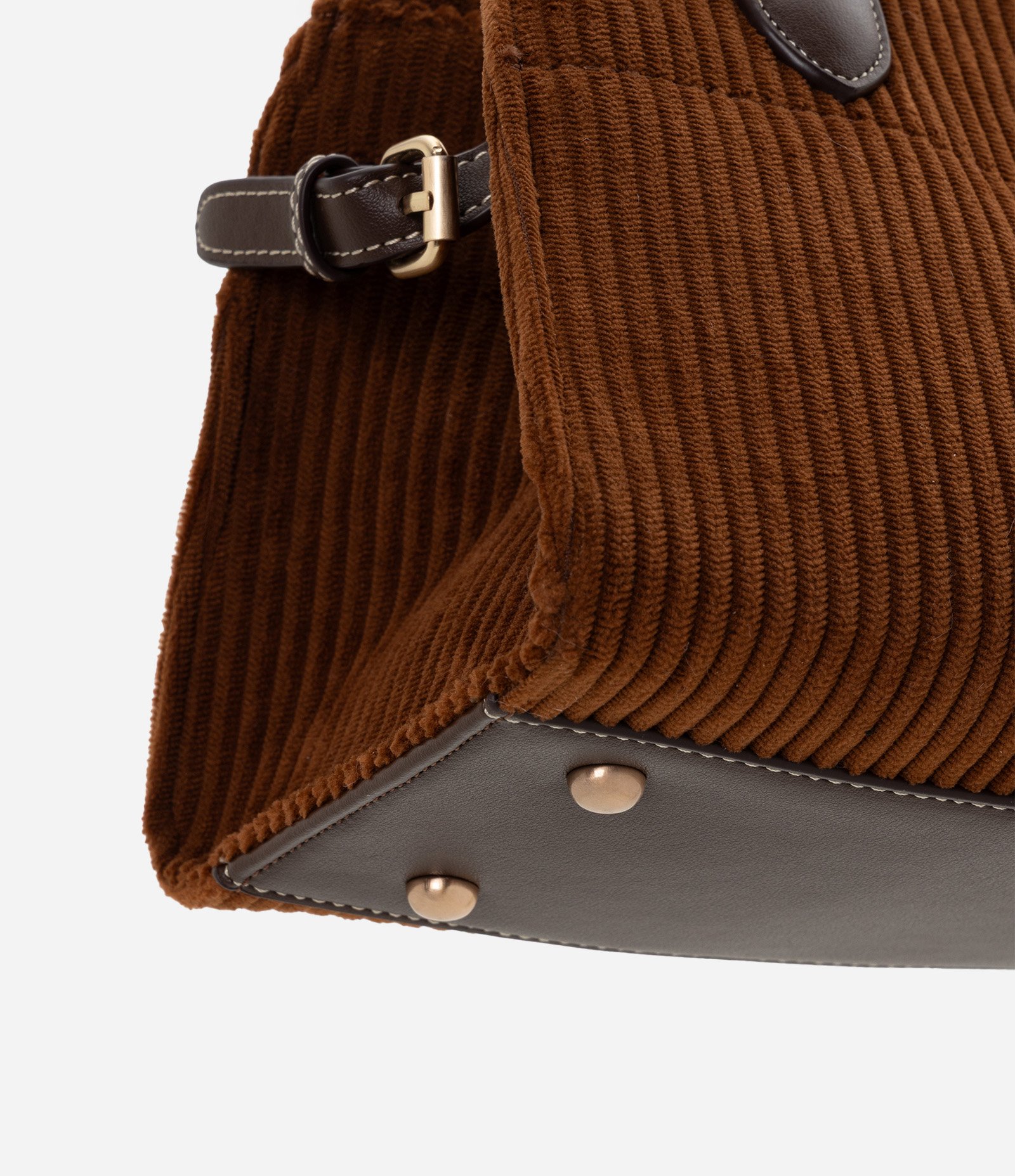 Bolsa Satchel Pequena em Suede Texturizado Marrom 6