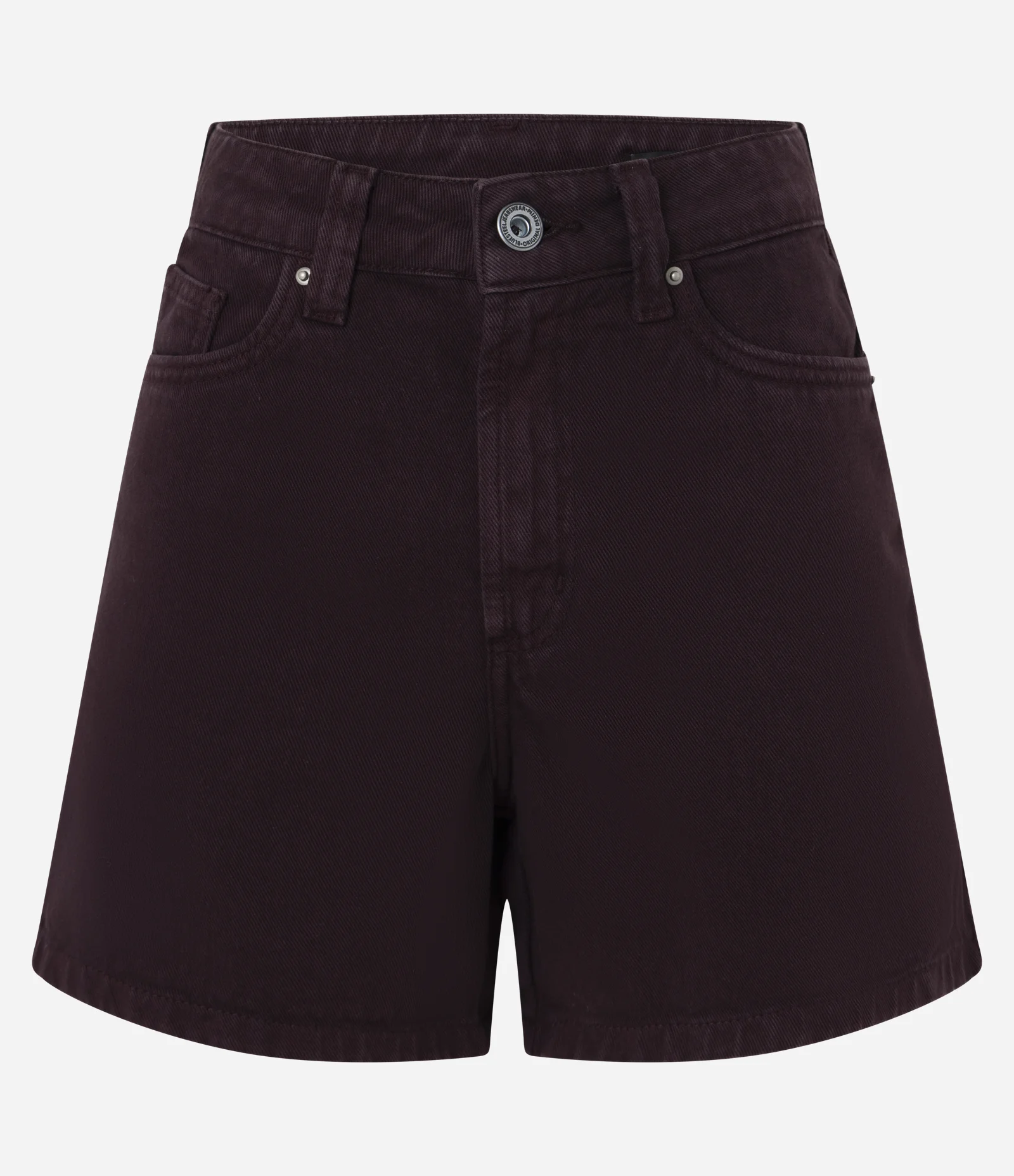 Short Mom Cintura Alta em Sarja com Bolsos Bordô 1