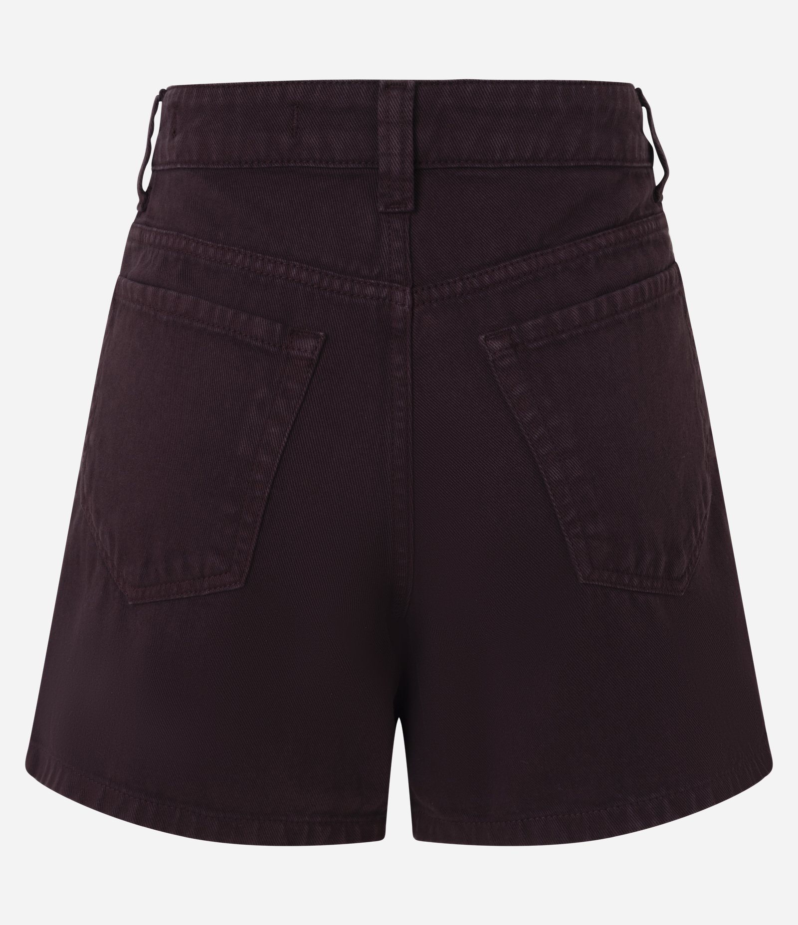 Short Mom Cintura Alta em Sarja com Bolsos Bordô 2