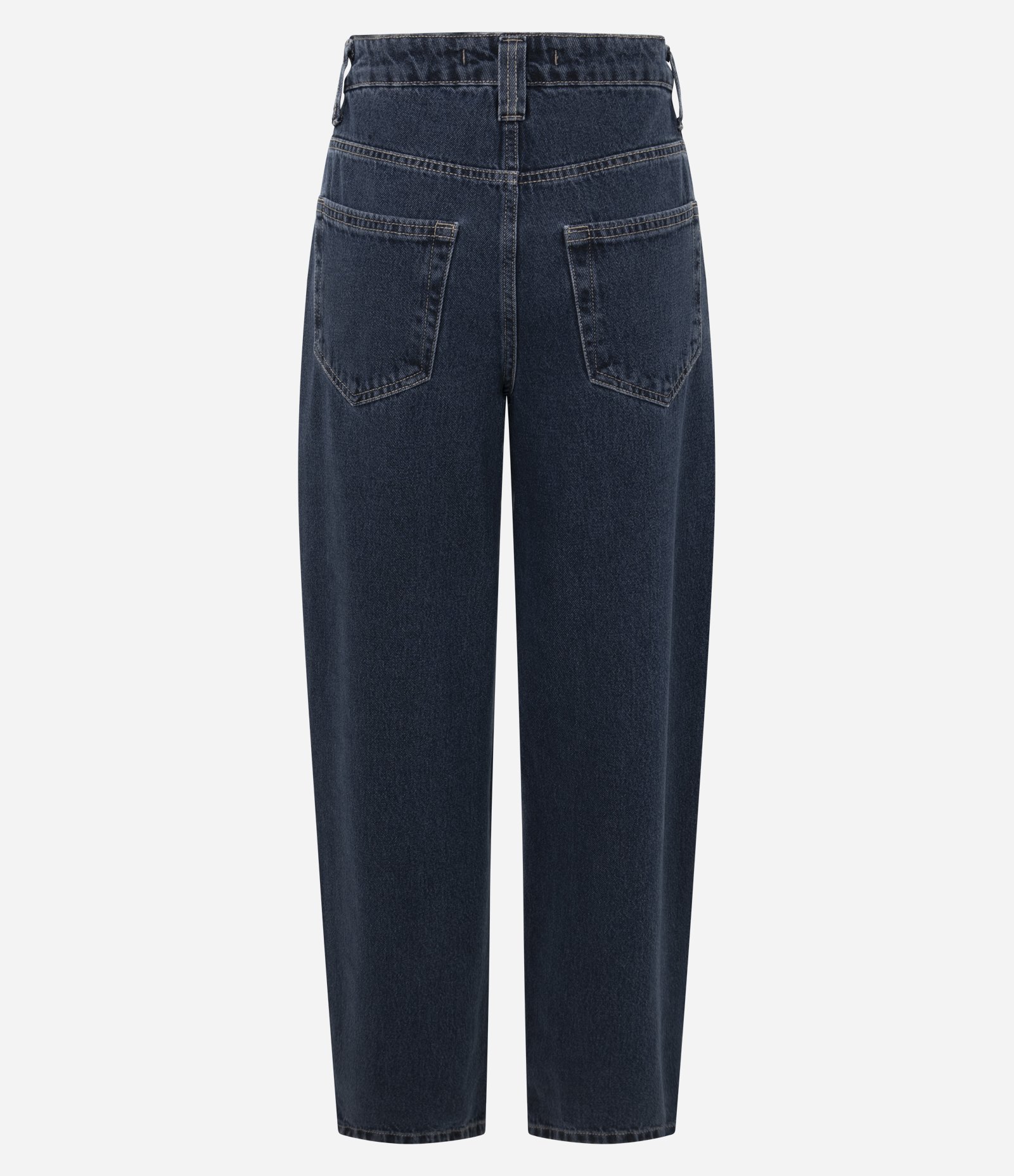 Calça Baggy em Jeans com Cintura Média e Pingente Removível Azul Escuro 6